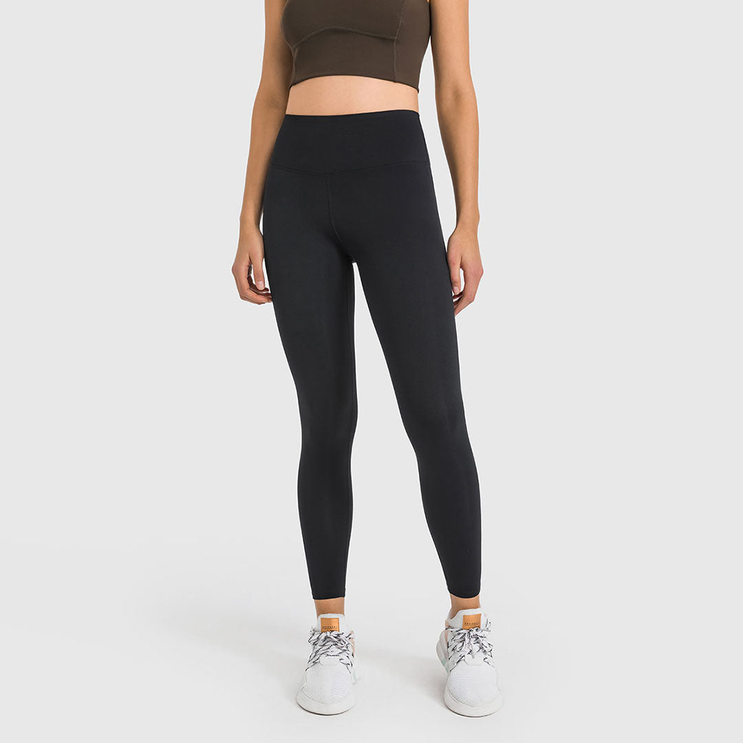 Legging de yoga extensible brossé de couleur unie