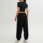 short sleeve crop top + Elastic Leg Sweatpants 2-piece Set