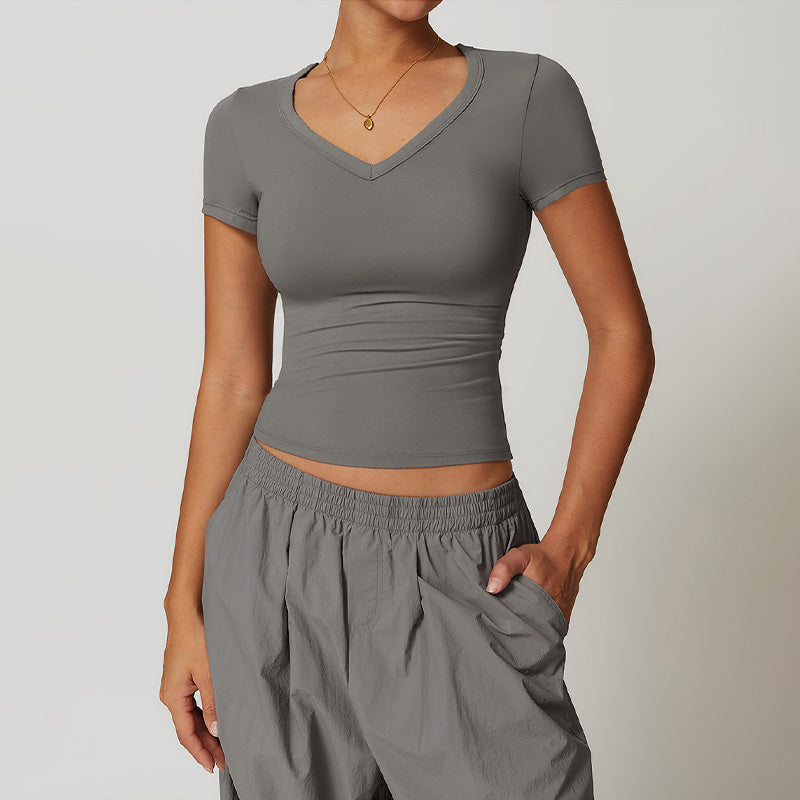 Quick-Dry and Brushed Short-sleeved Sports Yoga Top