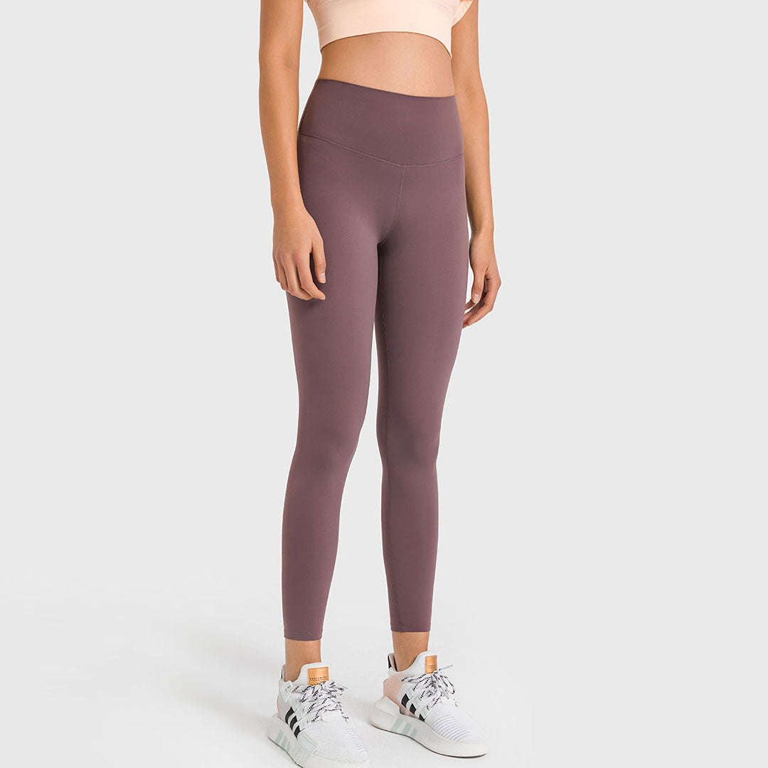 Solid color brushing stretch yoga legging