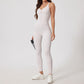 Brushed Full zipper Sleeveless sports jumpsuits