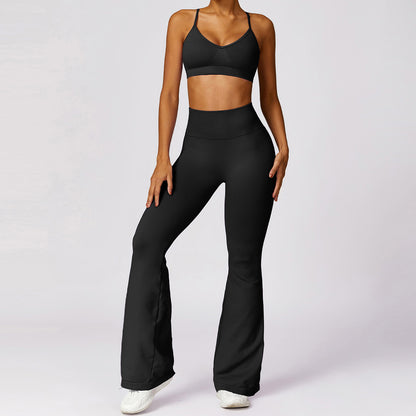 Ensembles de sport avec soutien-gorge croisé dans le dos et pantalons longs