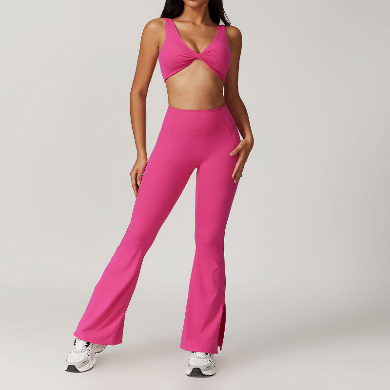 Quick Dry Sports Bra + Flared Leg Pant 2-piece set