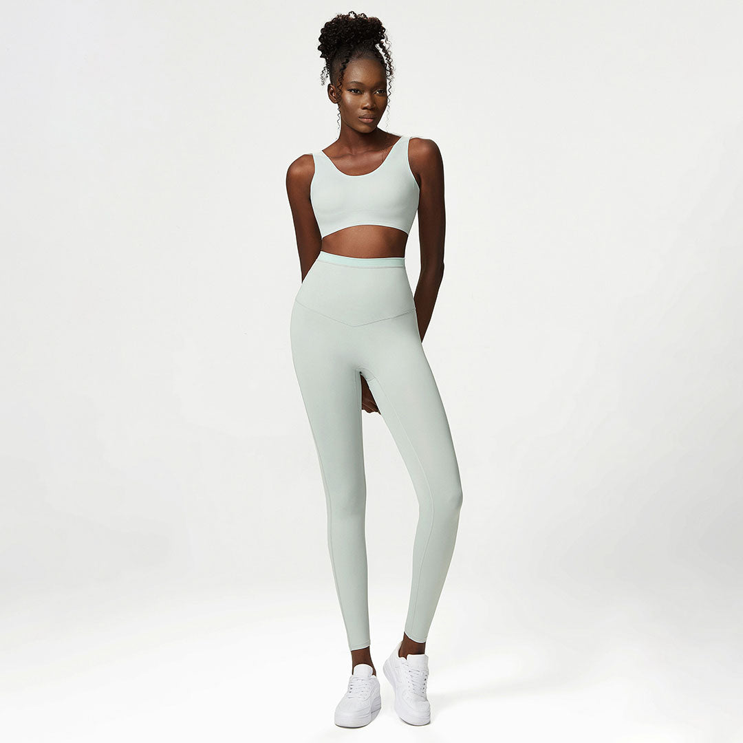 Wide straps sports bra + Leggings two-piece set