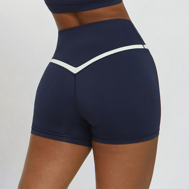 Contrasted Color cross V-waist exercise yoga shorts