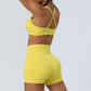 Crossed back high waist fitness 2-piece suit