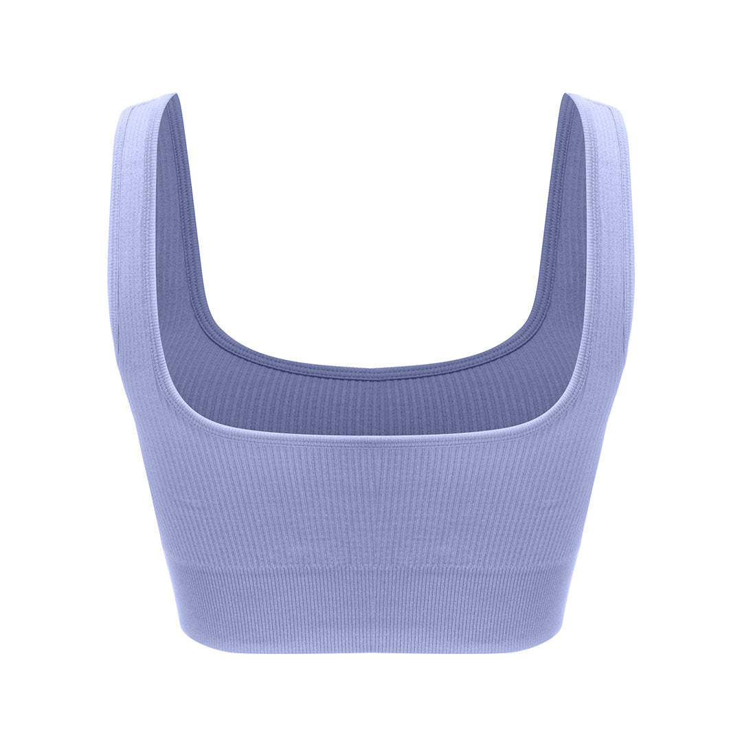 Solid wide straps, square neck sports bra