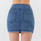 High Waisted Denim Elastic Waistband Pockets Yoga Skirt