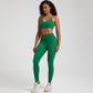 high elastic back cross over bra+sports leggings 2-piece set