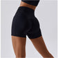 Solid color crossover waist pocket sports shorts