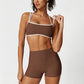 Breathable Contrasting Thin Straps Sports Bra+ Shorts Set