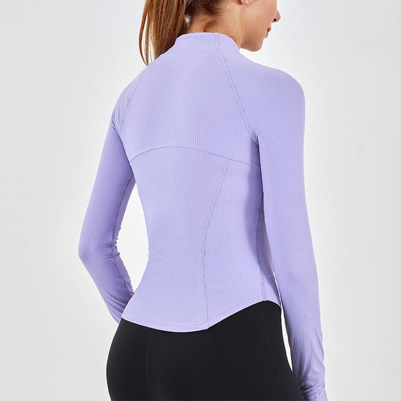 Ultra-Soft High Resilience Front Zip Long Sleeve Sports Outerwear Top