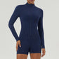 Half Zipper One-Piece Long Sleeve Fitness Jumpsuits