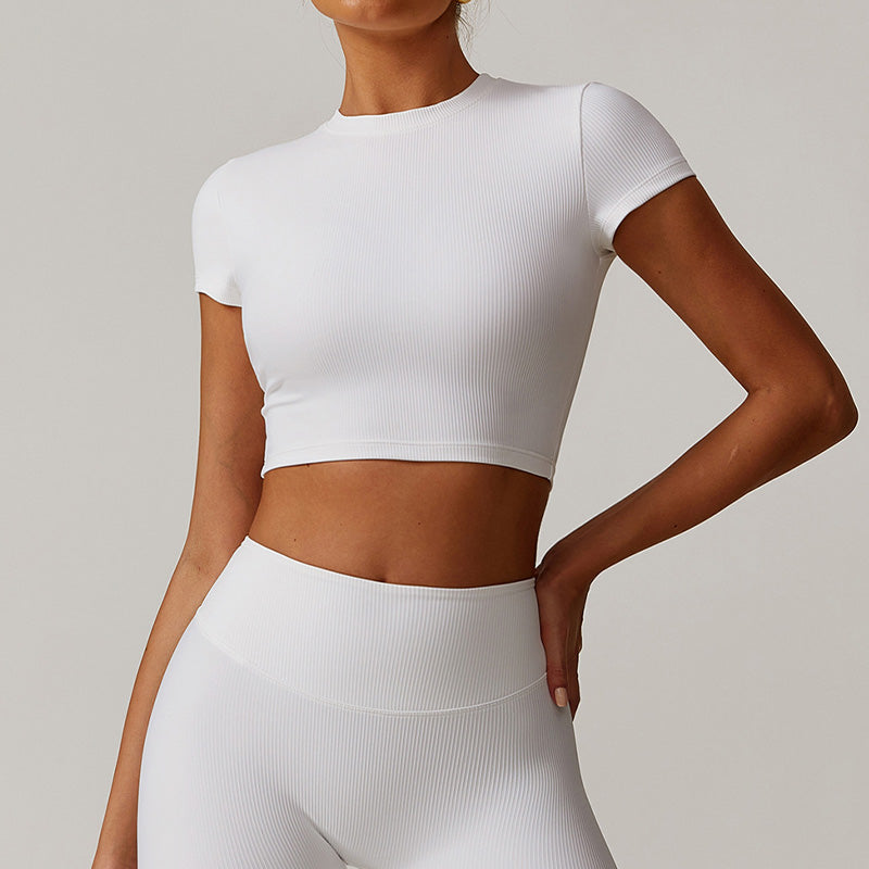 Quick-Dry Short sleeve sports crop top