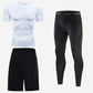 Men's solid color quick-drying sports short-sleeved top three-piece