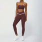 Contrasted Color nude sports and leisure fitness bra + legging set