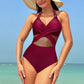 One Piece Solid Color Mesh Bikini