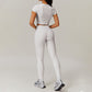 Quick-Dry Short sleeve sports crop top + High-waist legging 2-piece set