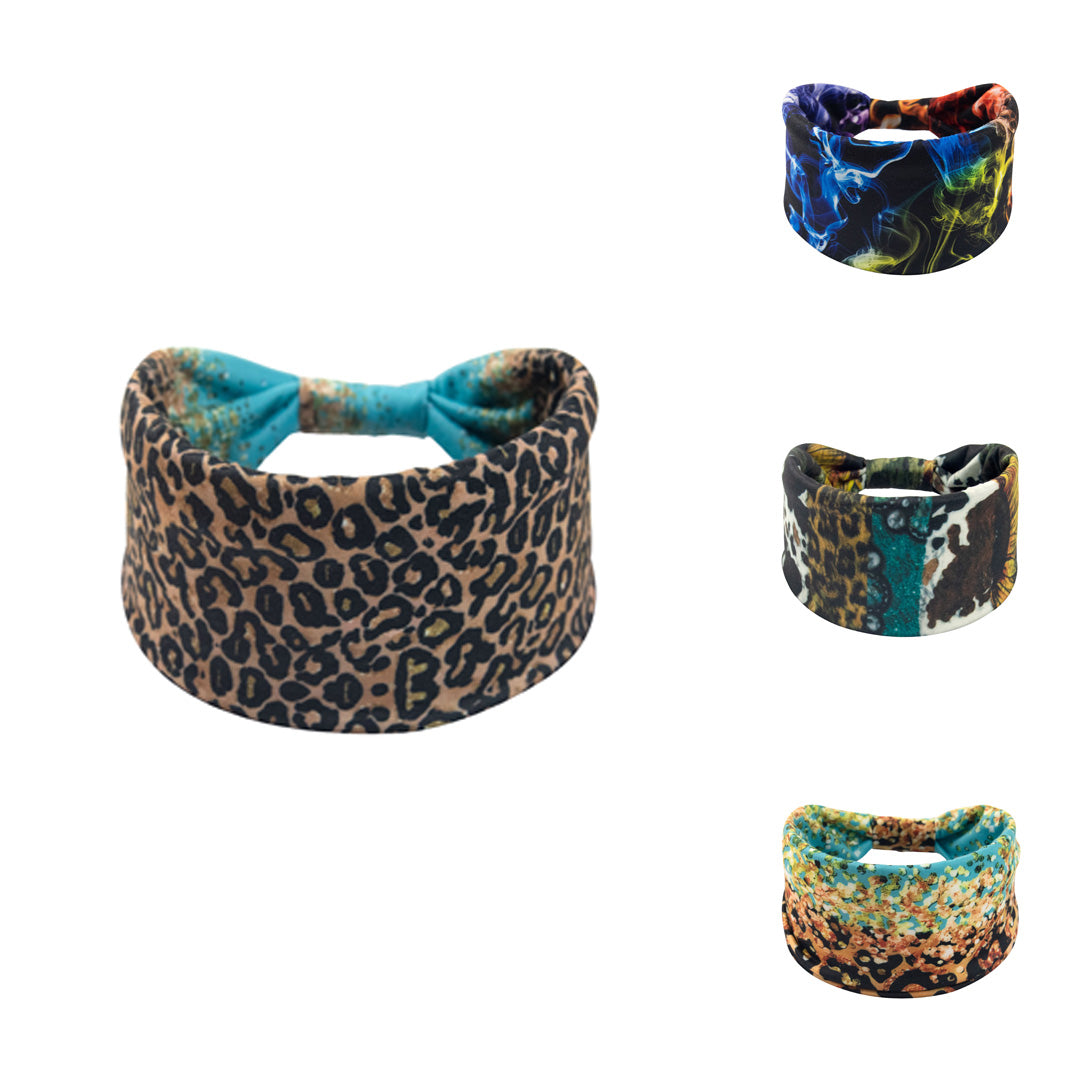 Ethnic Sports Headband with Leopard Print