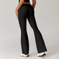 Skinny high-waisted lace-trimmed yoga flared pants