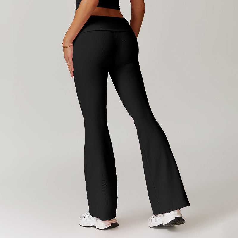 Skinny high-waisted lace-trimmed yoga flared pants