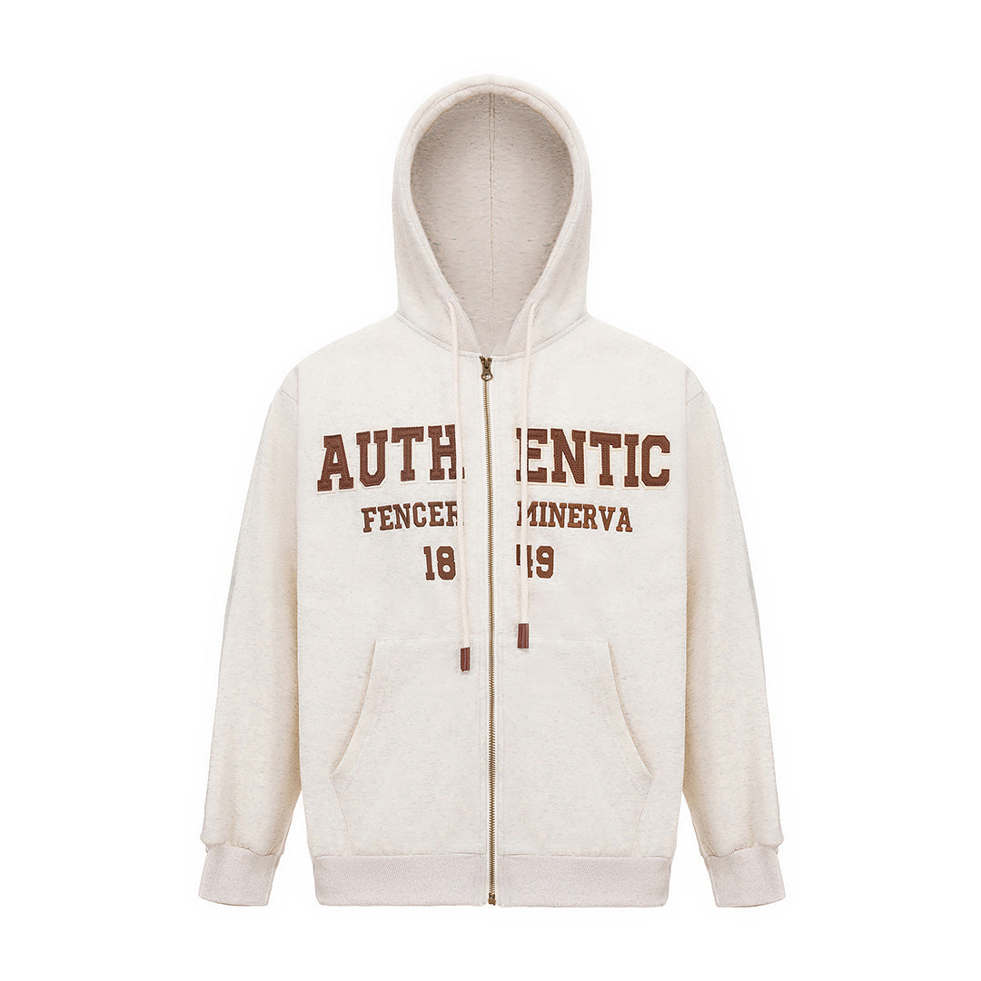 Solid color lettered embroidered hoodie