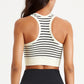 Striped one-piece sports bra