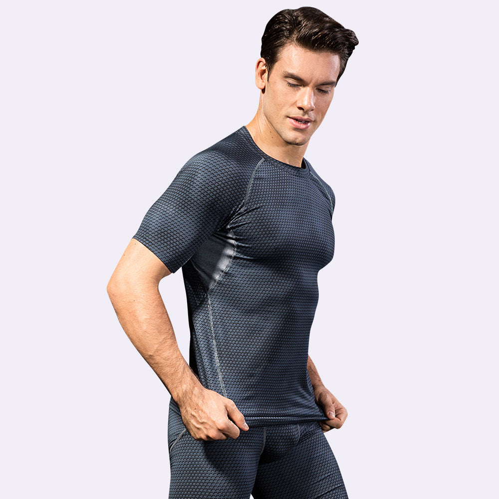 Men's solid color quick-drying sports short-sleeved top