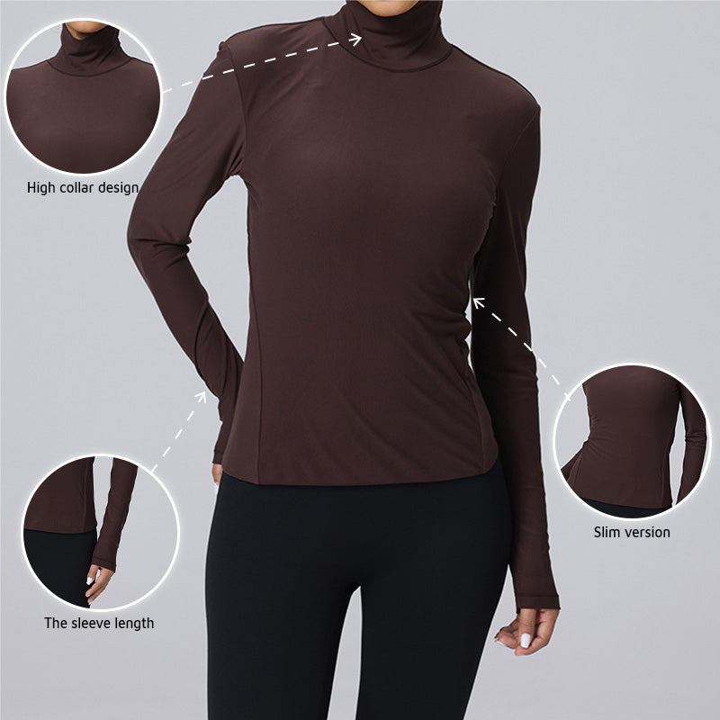 Soft thin tight high-elastic long-sleeved high-neck sweatshirts