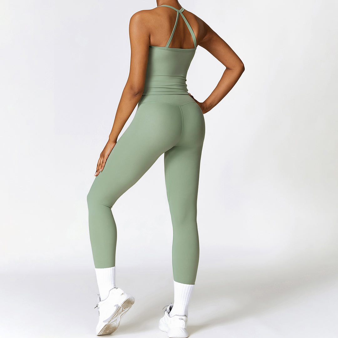 Crossover sport bras & Skinny track leggings set