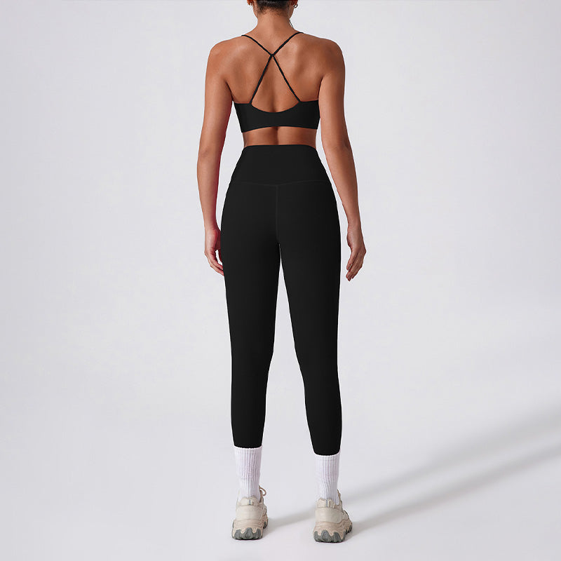 Quick drying nude fitness bra & running leggings set