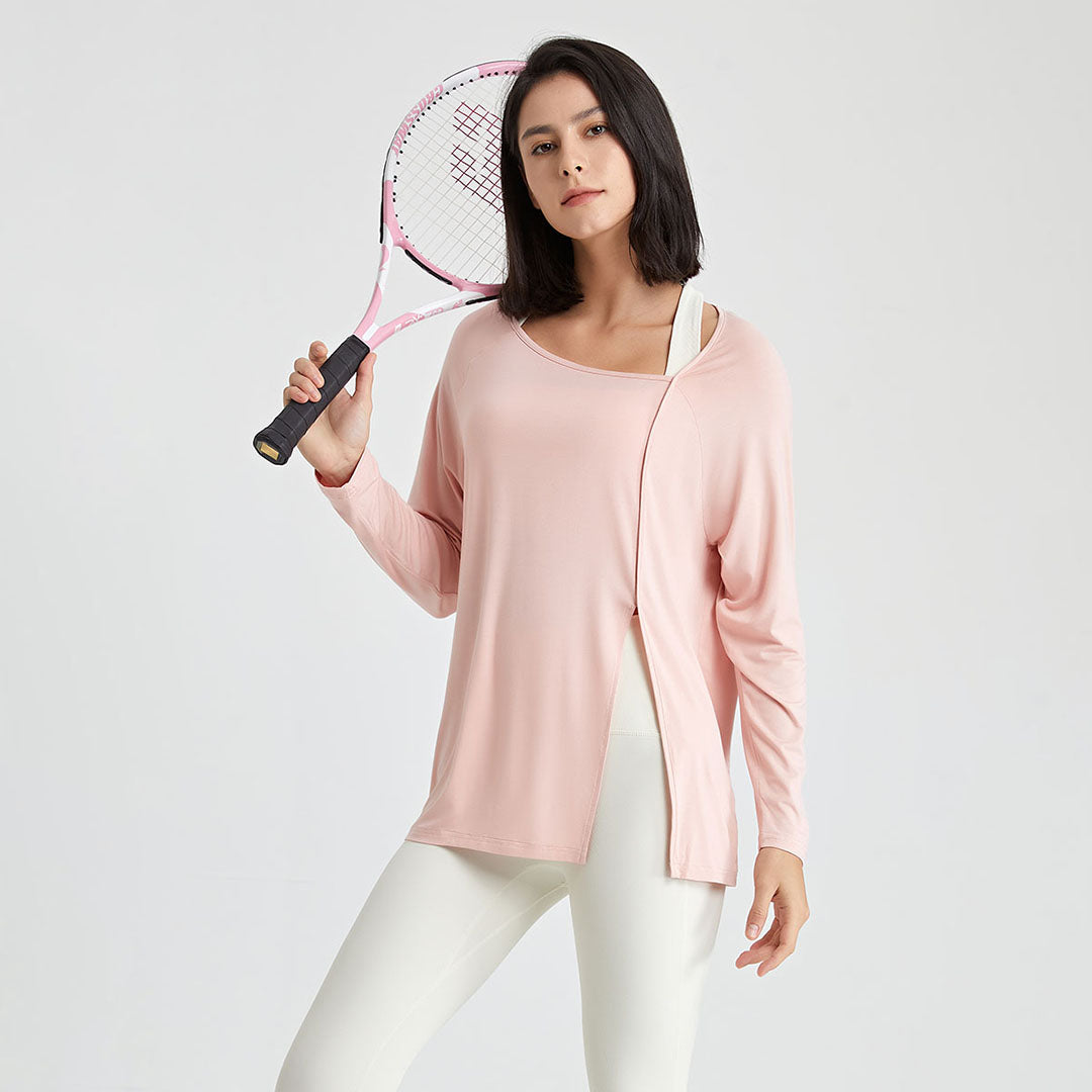 Solid side split sports top