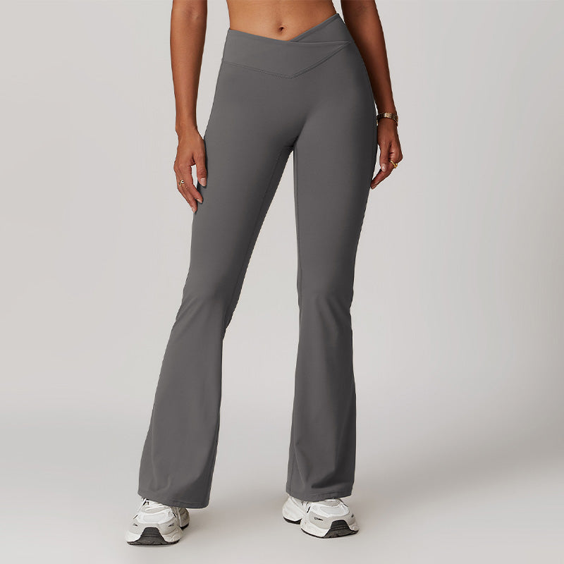 Brushed Cross High Waist Fitness Wide Leg Pants