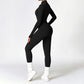 Nude Quick-Dry Stand Collar Zipper Fitness Jumpsuits