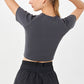 Quick-Dry High Stretch Ultra-Soft 1/4 Sleeve Sports Crop Top