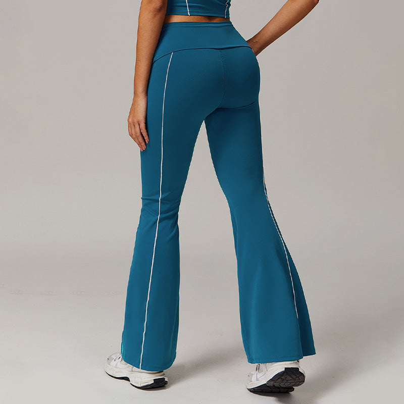 High-waisted nude slimming flared pants