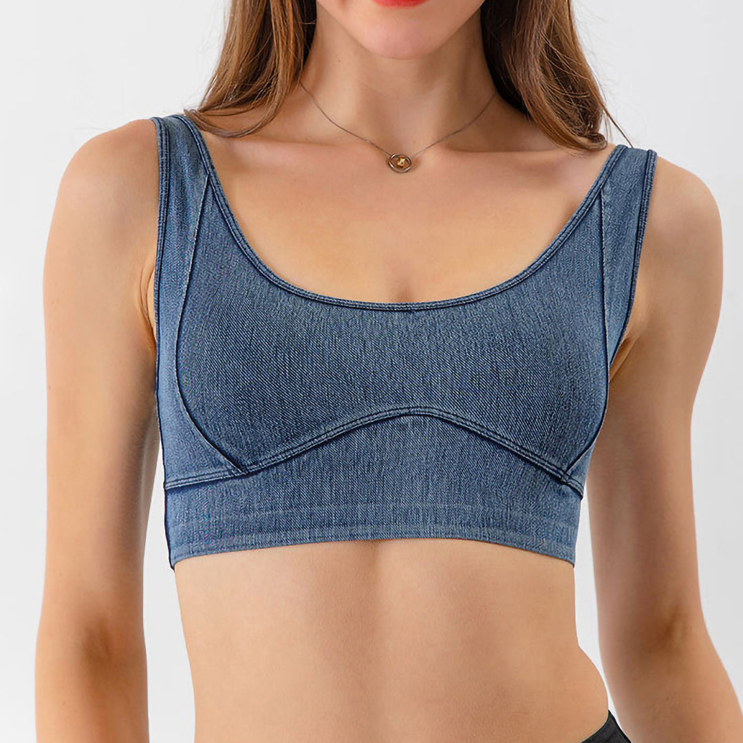 Denim stretch yoga bra