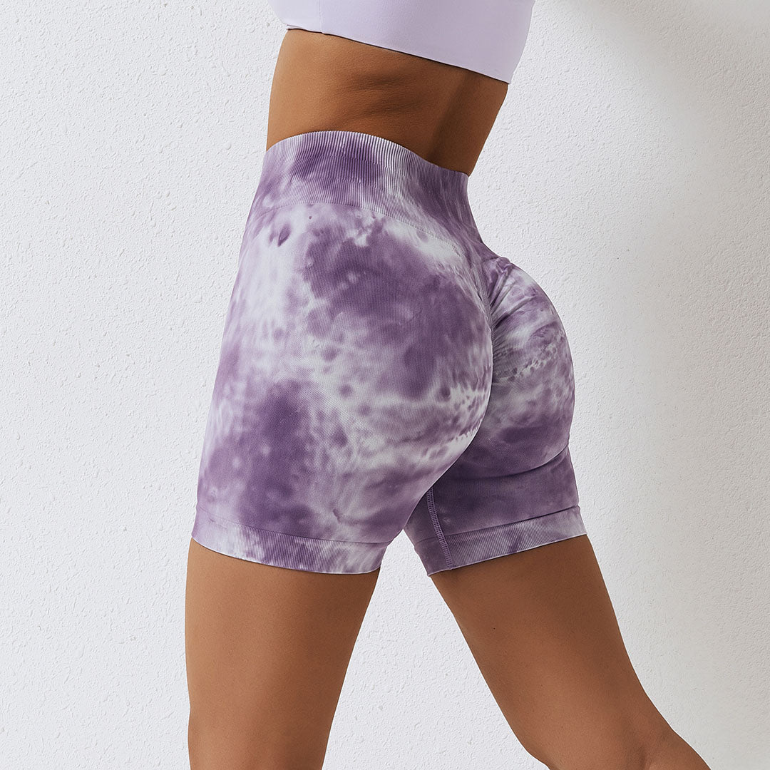 Tie dye seamless hip lift sport shorts