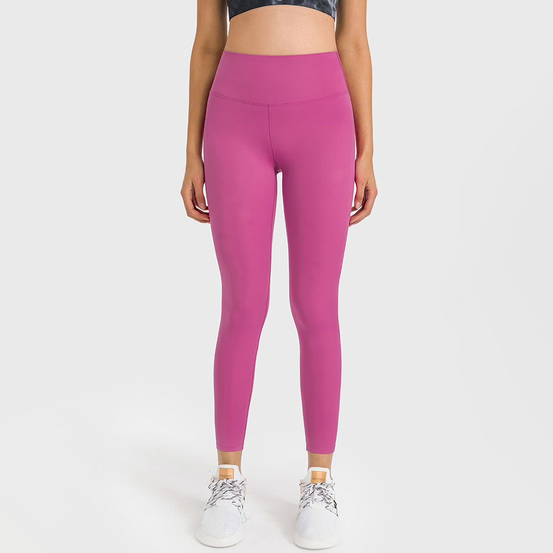 Legging de yoga extensible brossé de couleur unie