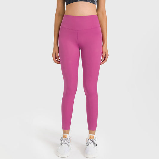 Legging de yoga extensible brossé de couleur unie