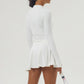 Long Sleeve Full Zipper Top + A-Line Tennis Skirt Culottes Set