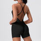 Ultra-Soft U Neck Cross Back Shorts Jumpsuits