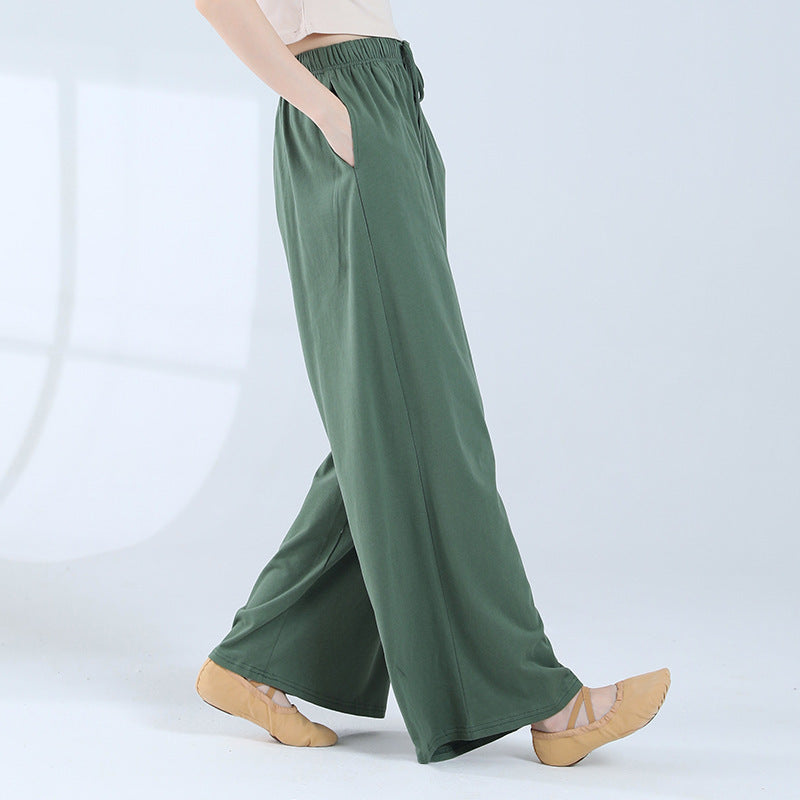 Solid loose lace-up casual pants