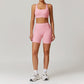 Quick-Dry Racerback Sports Bra + High-Waist Shorts 2-Piece Set