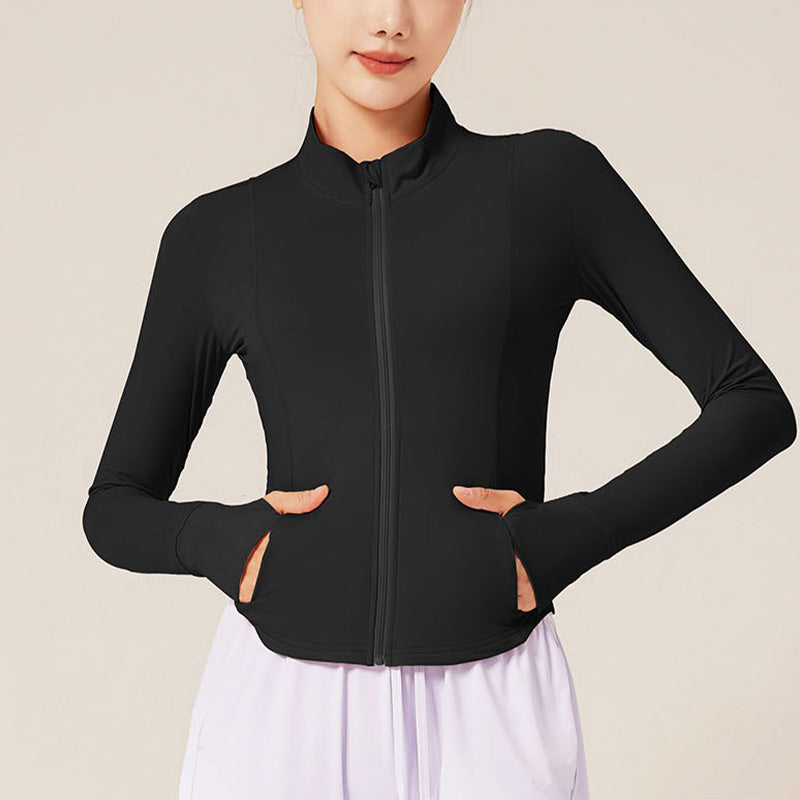 Quick-Dry Breathable Front Zip Long Sleeve Sports Outerwear Top