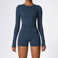 Tight sports long sleeve top & running shorts sets