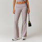 Skinny high-waisted lace-trimmed yoga flared pants