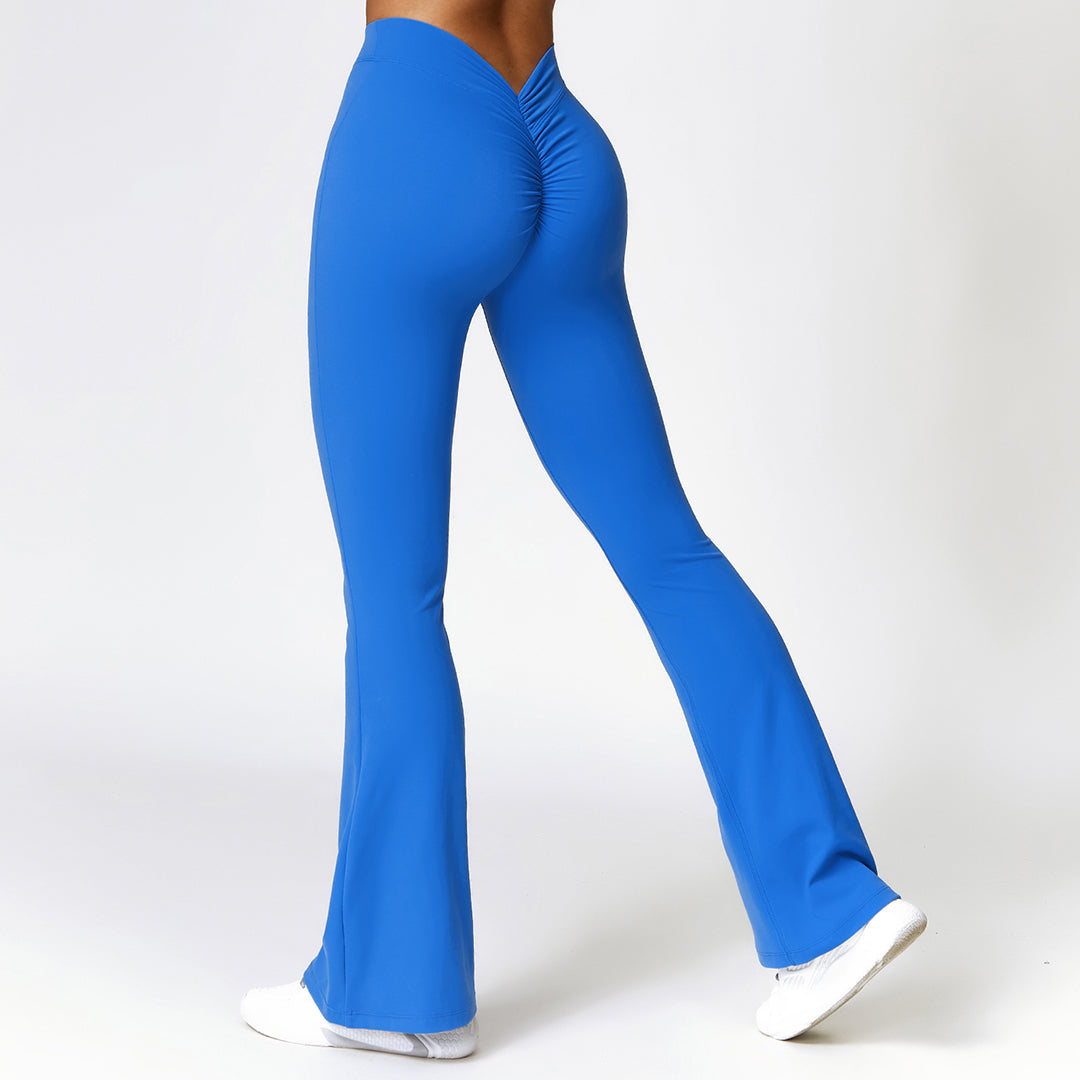 Buttock lift yoga exercise wide leg flared pants