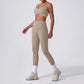 Quick drying nude fitness bra & running leggings set