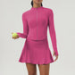 Long Sleeve Full Zipper Top + A-Line Tennis Skirt Culottes Set